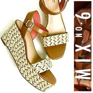 MIX NO. 6 CAMMIE WEDGE SANDAL in Color Cognac/Multi